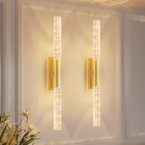 camuucci Battery Operated Wall Sconces Set of 2, Rechargeable Wall Lights - color: Gold, size: 25.6 Inches