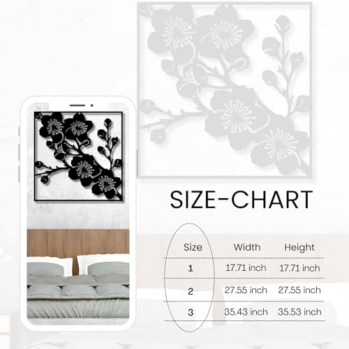 Metal Wall Decor | 17'' x 17'' x 0.05'' Spring Flowers Art Themed Wall Decorations | Handmade Indoor and Outdoor Wall Art (17'' x 17'', Spring Flowers, Black) - size: 17'' x 17'', style: Spring Flowers