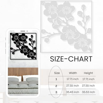 Metal Wall Decor | 17'' x 17'' x 0.05'' Spring Flowers Art Themed Wall Decorations | Handmade Indoor and Outdoor Wall Art (17'' x 17'', Spring Flowers, Black) - size: 17'' x 17'', style: Spring Flowers