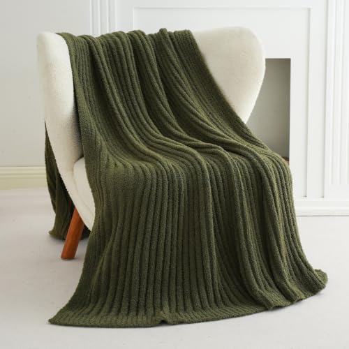 Battilo Olive Green Throw Blankets for Couch, Soft Throw Blanket, 60"x80" - color: Olive Green, size: 60"x80"