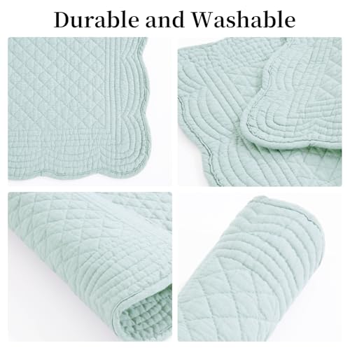 HOMBYS Quilted Placemats Set of 6 Washable-13x18 inches Rectangular Placemats for Kitchen Table-100% Cotton Fabric Rectangular Table Mats, (Light Blue) - color: Light Blue