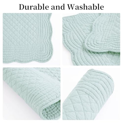 HOMBYS Quilted Placemats Set of 6 Washable-13x18 inches Rectangular Placemats for Kitchen Table-100% Cotton Fabric Rectangular Table Mats, (Light Blue) - color: Light Blue