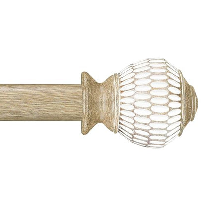 Byondeth Curtain Rods for Windows 16 to 88 Inches Adjustable Length 1 Inch Diameter Window Curtain Rod with Wood Grain Leaf Pattern Finials,for Heavy Duty Curtains Rods - size: 16" to 88"
