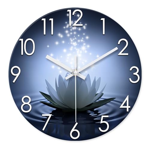 XFM Zen Lotus Flower Wall Clock Blue 12 Inch - color: White Lotus, size: 12 Inch