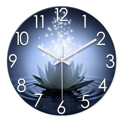 XFM Zen Lotus Flower Wall Clock Blue 12 Inch - color: White Lotus, size: 12 Inch