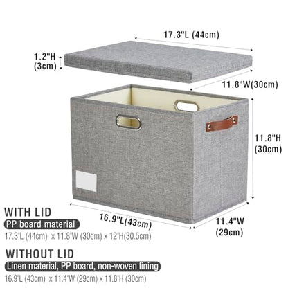 17" Large Fabric Storage Box with Lids, 3-Pack, Gray - color: Gray, size: Large-17"
