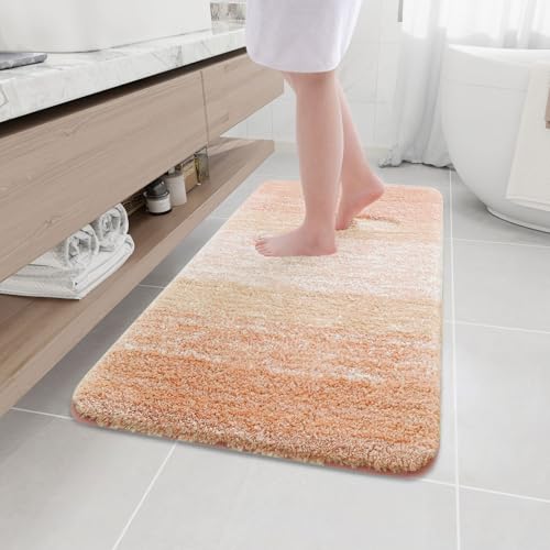 Arotive Microfiber Bathroom Rugs, Shaggy Soft Absorbent Bath Rug, 44x24 - color: Peach, size: 44" X 24"