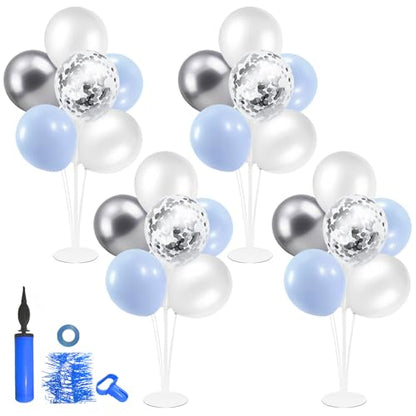 ZJDHPTY 4Set Light Blue Silver Balloon Stand Table Centerpieces Party Decor - color: Light Blue Silver 4