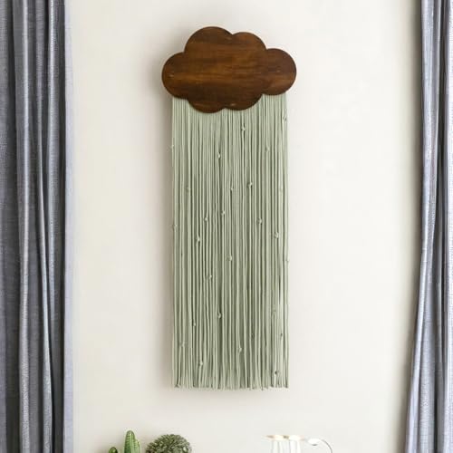 Ansley&HosHo Macrame Wall Hanging, Boho Woven Tapestry, Modern Tassel Wall Decor, Handmade Wall Art Tapestry for Bedroom, Living Room, Home, Bohemian Apartment Decoration Ornament Craft (Green Cloud) - color: Green Cloud