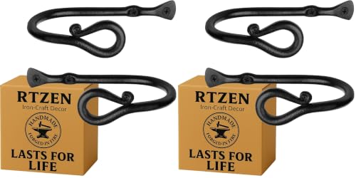 RTZEN Decorative Metal Curtain Tiebacks - Farmhouse Wrought Iron Curtain Holdbacks - Drapery Holders for Wall - Unique Metal Tie Backs for Curtains - 2 Pcs (Black Loophole) (Pack of 2) - size: Medium (Pack of 2), style: Loophole
