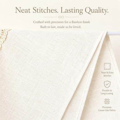 AOKQYA Lace Linen Kitchen Curtains, 54" W x 15" L - size: 54"W x 15"L (Pack of 1)