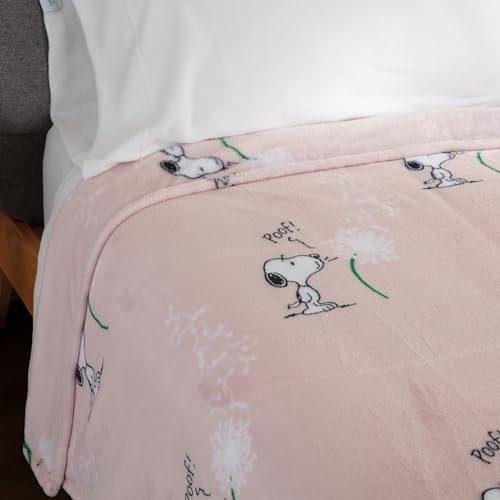 Berkshire Blanket Peanuts® VelvetLoft® Cute Character Snoopy Plush Blanket,Make A Wish Spring Pink,King 90 in x 108 in (Official Peanuts® Product) - color: Make a Wish Spring Pink, size: King (90 in x 108 in)
