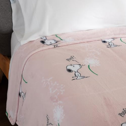 Berkshire Blanket Peanuts® VelvetLoft® Cute Character Snoopy Plush Blanket,Make A Wish Spring Pink,King 90 in x 108 in (Official Peanuts® Product) - color: Make a Wish Spring Pink, size: King (90 in x 108 in)