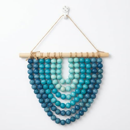 Boho Wooden Bead Garland Wall Hanging Tapestry Macrame Wood Beaded Wall Art