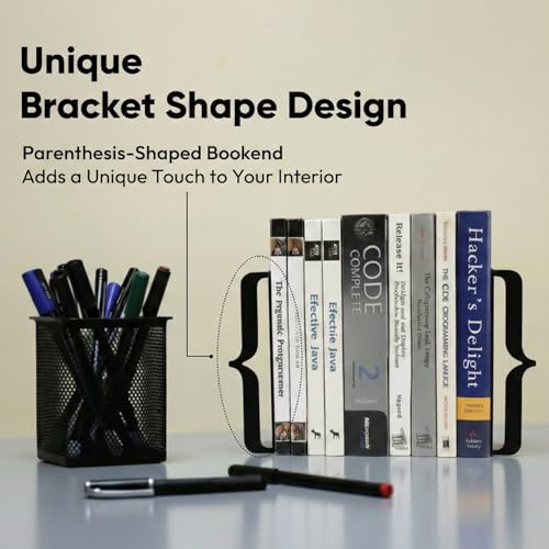 Decorative Bookends for Shelves, Bracket Shaped, White