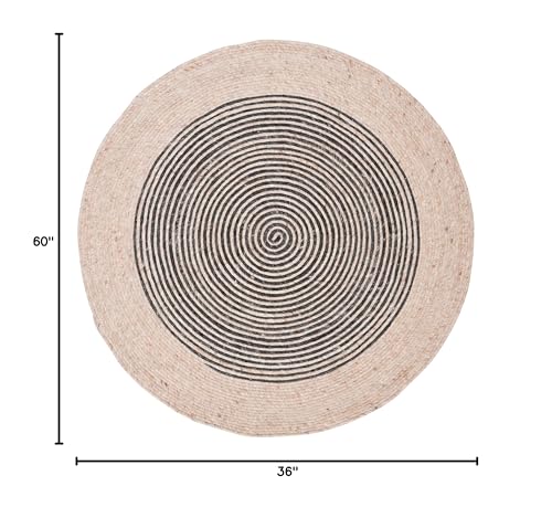 SAFAVIEH Braided Oval Rug 3x5, Wool Beige & Black BRD904B - color: Beige/Black, size: 3' x 5' (Oval)