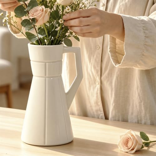 Bosilunlife Ceramic Flower Vase for Home Decor,Modern Table Vase