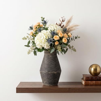 Black Ceramic Flower Vase, 10 Inch - color: Black and Gold, size: 10 inch