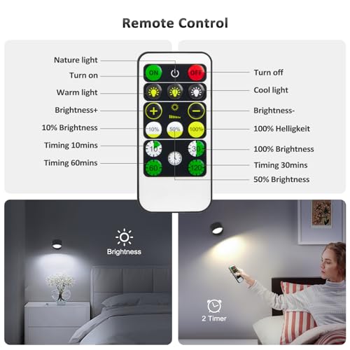 Racokky LED Wall Mounted Lights with Remote, Rechargeable Wall Sconces - color: Black