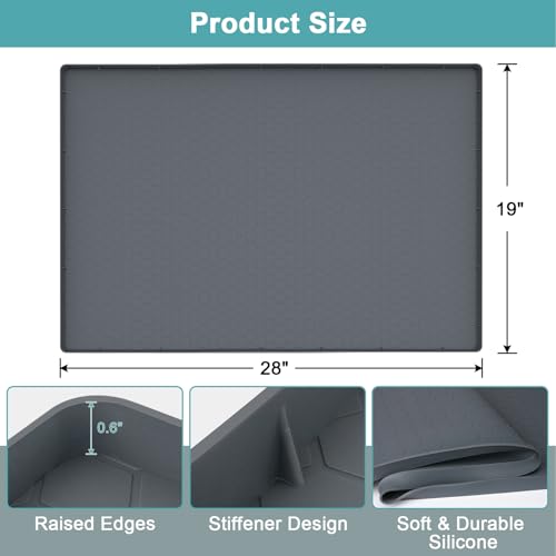 Waterproof Under Sink Mat, 28" x 19" Silicone Under Sink Mats Gray - color: Gray, size: 28" x 19"