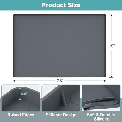 Waterproof Under Sink Mat, 28" x 19" Silicone Under Sink Mats Gray - color: Gray, size: 28" x 19"
