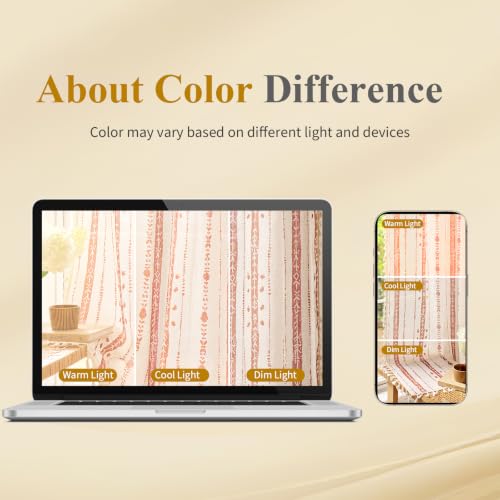 Terracotta Boho Curtains 54 Inches Cottage Linen Textured, 2 Panels - color: Terracotta, size: 52"W x 54"L (Pack of 2)