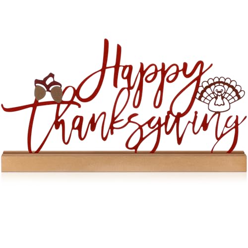 Yaocom 13.78 in Happy Thanksgiving Table Sign Metal Turkey Centerpiece - style: Thanksgiving