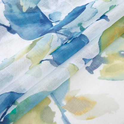 Farmhouse Sheer Curtains 72 Inch Length for Living Room 2 Panels - color: Leaf | Blue, size: 50"W x 72"L (Pack of 2)