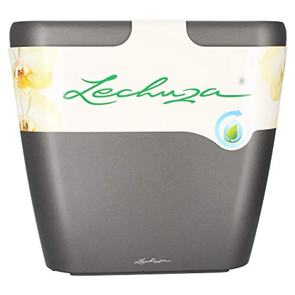 Lechuza Quadro LS 43 Charcoal Metallic, Self-Watering Square Planter, H15.4 L16.9 W16.9 in - color: Anthracite Metallic, size: H40 L43 W43 cm