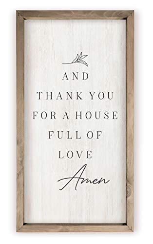 And Thank You For A House Full Of Love Framed White Wood Rustic Style Wall - color: White With Frame, size: 30"L x 15"W