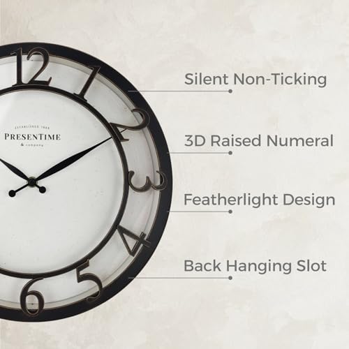 Presentime 13" Farmhouse Series Wall Clock - color: Oil Rubbed Bronze / Antique White, size: 13 inch