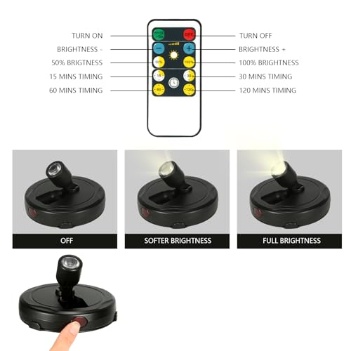 Wireless Spotlight Battery Operated, Indoor Plant Light, LED Puck Lights - color: Pure Black