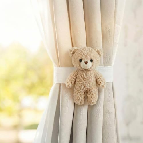 Chumia 2 Pcs Bear Curtain Tiebacks Cute Nursery Decor - style: Bear