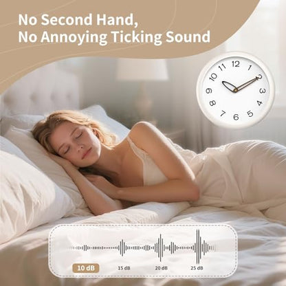 12 Inch Silent Quartz Wall Clock Battery Operated Clock (Off White) - color: Off White