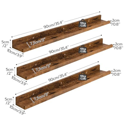 HOOBRO Floating Shelves, Wall Shelf Set of 3, 35.4 Inches Hanging Shelf - color: Rustic Brown, size: 35.4 Inches
