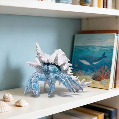 Hodao 8.25" Coastal Hermit Crab Figurine, Nautical Ocean Resin Statue Decor - color: Blue-hermit Crab