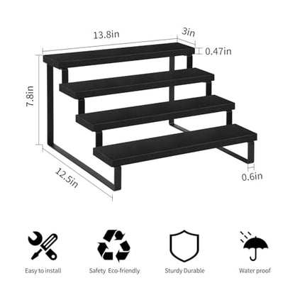 YINMIT Wooden Display Riser Stand, Tiered Perfume and Cologne Organizer Stand, 4 Tier Spice Rack Organizer, Rustic Display Shelf for Candles (4 Tier,Black) - color: 4 Tier,1 Pack,Black