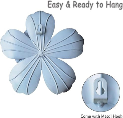 Metal Flower Wall Sculpture, 9.5" Blue Rustic Modern Artwork - color: 02C-Blue