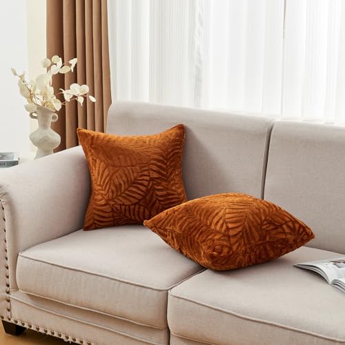 SOCHOW Fall Decorative Throw Pillow Covers 18x18 Inches Set of 2, Caramel - color: Caramel, size: 18" x 18" (Pack of 2)