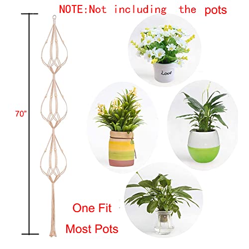 ELANE 2PCS 3-Tier 70" Macrame Plant Hangers Basket Plant Hanger Indoor Outdoor Hanging Plant Holder for Stand Flower Pots Decorations - size: 3-tier