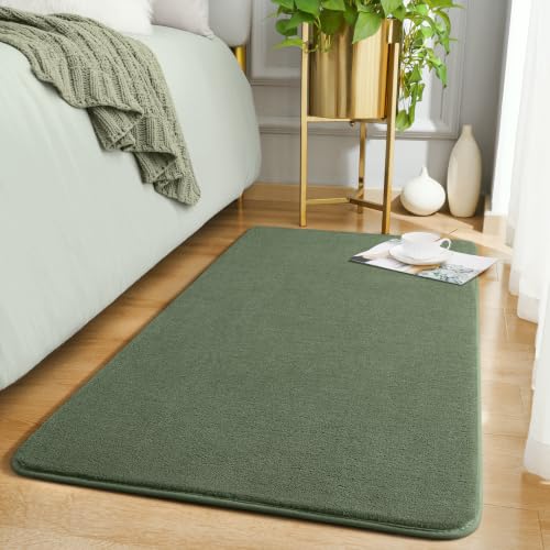 Amearea Modern Washable Runner Rugs, 2x4 Sage Green Bedroom Runner Rug - color: Sage Green, size: 2' x 4' (Runner)