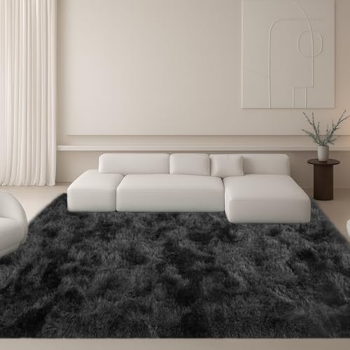 Area Rugs for Living Room, Bedroom, Darkgrey Plush Fluffy Carpet - color: Darkgrey, size: 6' x 9' (Rectangular)