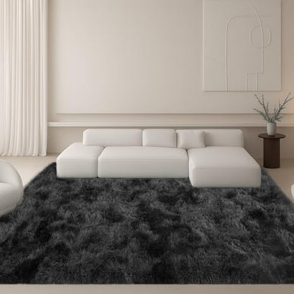 Darkgrey Fluffy Shag Area Rug, Non-Slip Thick Soft Carpet for Home - color: Darkgrey, size: 5' x 7' (Rectangular)