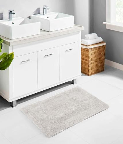 COTTON CRAFT 2 Pack Reversible Bath Mat - Plush Bath Rug - 17x24 - Platinum - color: Platinum, size: 17x24 Inches