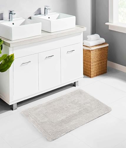 COTTON CRAFT 2 Pack Reversible Bath Mat - Plush Bath Rug - 17x24 - Platinum - color: Platinum, size: 17x24 Inches