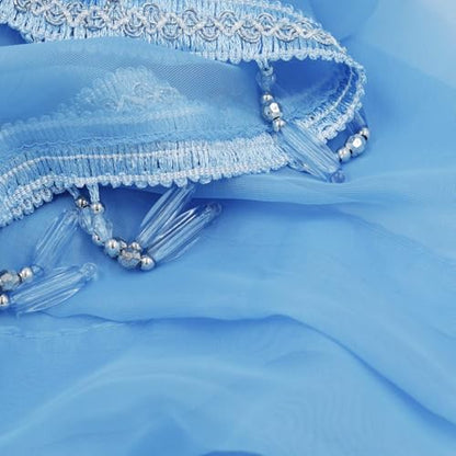 Molaxhome Swag Curtain Scalloped Curtain Valance Drape Sheer Lace Panel 1pc - color: Blue