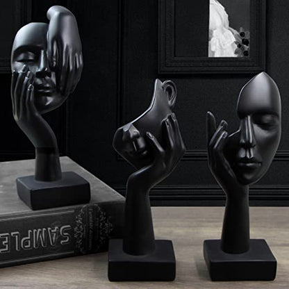 3 Pcs Thinker Statue,Modern Home Sculptures,Collectible Figurines - color: 3 Pcs Black-2