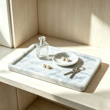 Natural Marble Bathroom Tray, 12"x8" Stone Vanity Decorative Counter Trays - color: 12"x8"-namib Sky