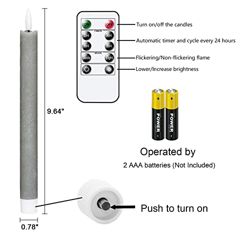 GenSwin Flameless Taper Candles LED Battery Operated Remote Timer Grey - color: 6-Grey