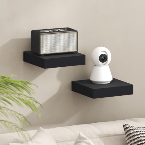 Furinno Tanna Floating Shelves for Wall, 9 x 9 Wall Shelf, Single Set Wall Mounted Floating Shelf with Invisible Bracket, 2-Inch Thick, for Bathroom, Living Room, Bedroom, Home Office, Americano - color: Americano, size: 1-Pack, 9 x 9